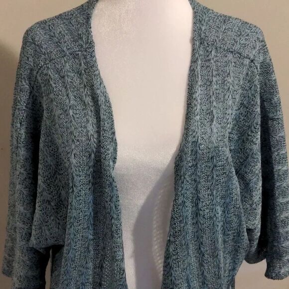 LuLaRoe Large Blue Lindsay Short Sleeve Sweater Open Front Cardigan - Picture 2 of 7